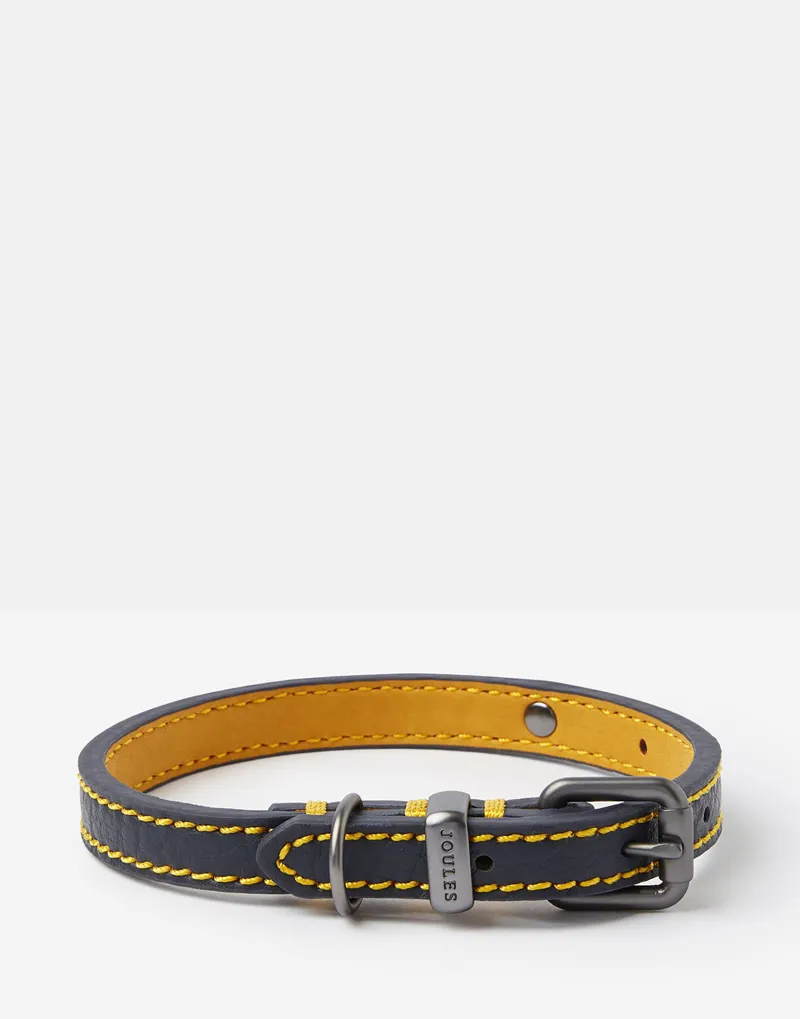 Joules Leather Dog Collar Navy-1